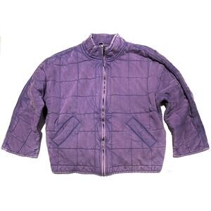 Free People Dolman Quilted Knit Jacket Sz L Oversized Slouchy Purple Moonberry
